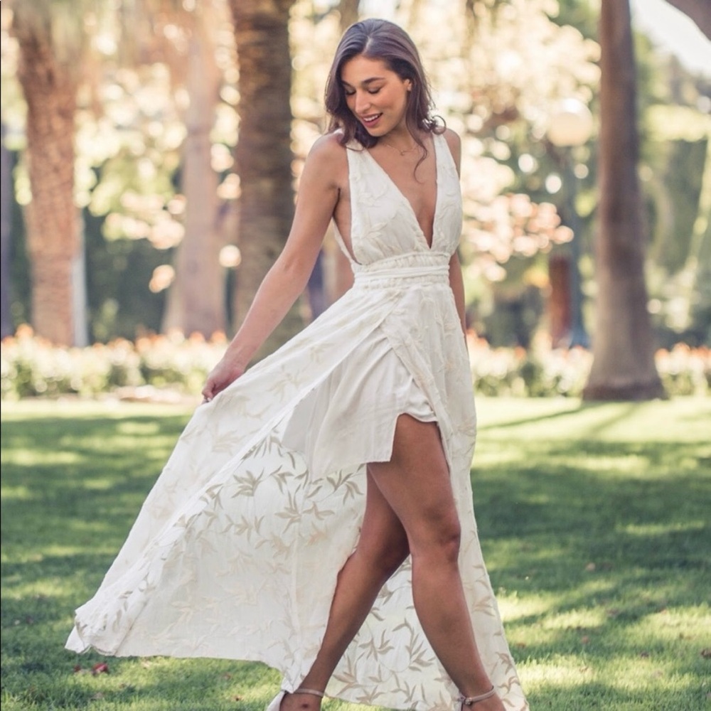Jen’s Pirate’s Booty Embroidered Cream Maxi Dress